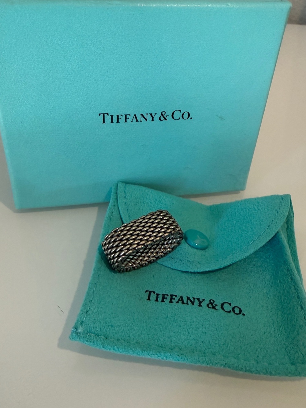 Tiffany & Co. Somerset Mesh Weave Ring in Sterling Silver